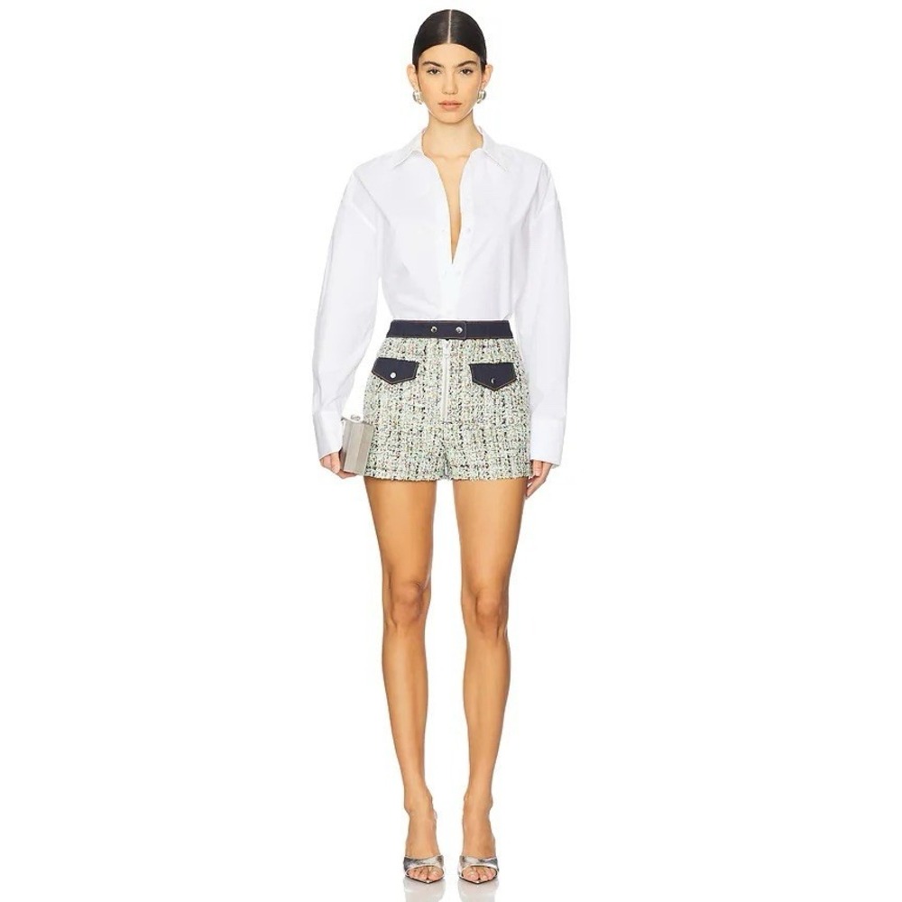 Cinq à Sept Women's 4 NWT Tweed Denim Trim Shorts Multicolor High Rise
